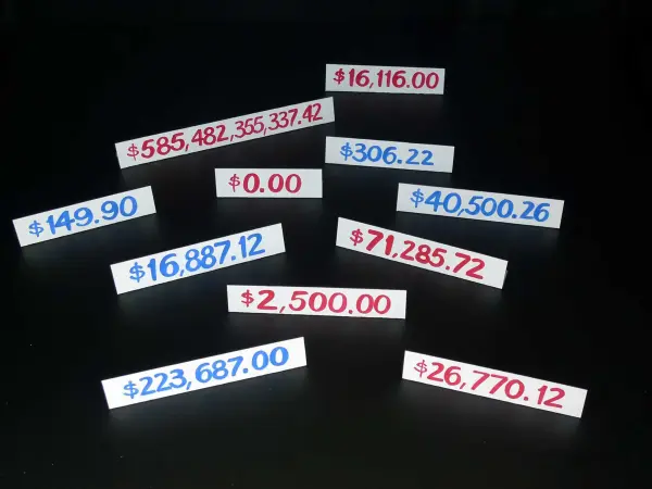 Robin Collyer, Money Talks, 2012, tempera on poster board, variable dimensions. Courtesy of the artist. Photo: Nick Kozak.